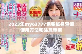 2023年my63777免費(fèi)域名查詢使用方法和注意事項(xiàng)