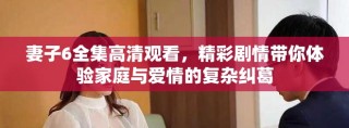 妻子6全集高清觀看，精彩劇情帶你體驗家庭與愛情的復雜糾葛